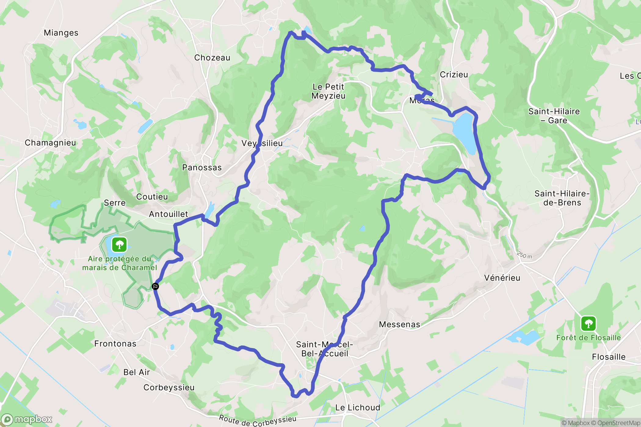 Frontonas : carte du parcours de randonnée - France