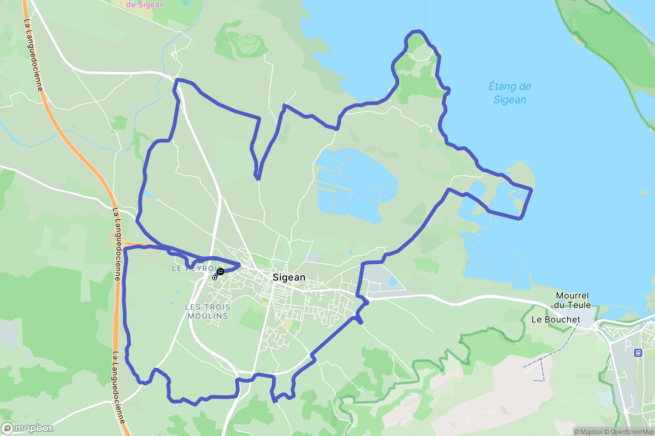 Sigean : carte du parcours de randonnée - France