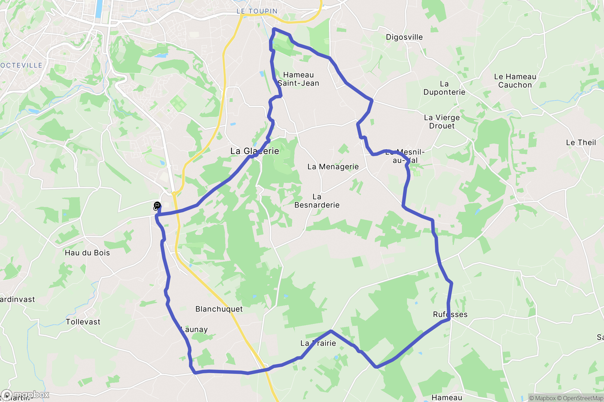 Tollevast : carte du parcours de randonnée - France