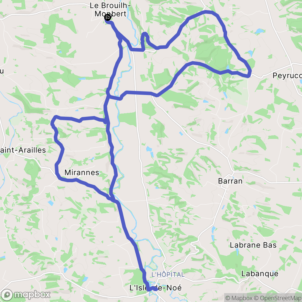 Le Brouilh-Monbert : carte du parcours de randonnée - France