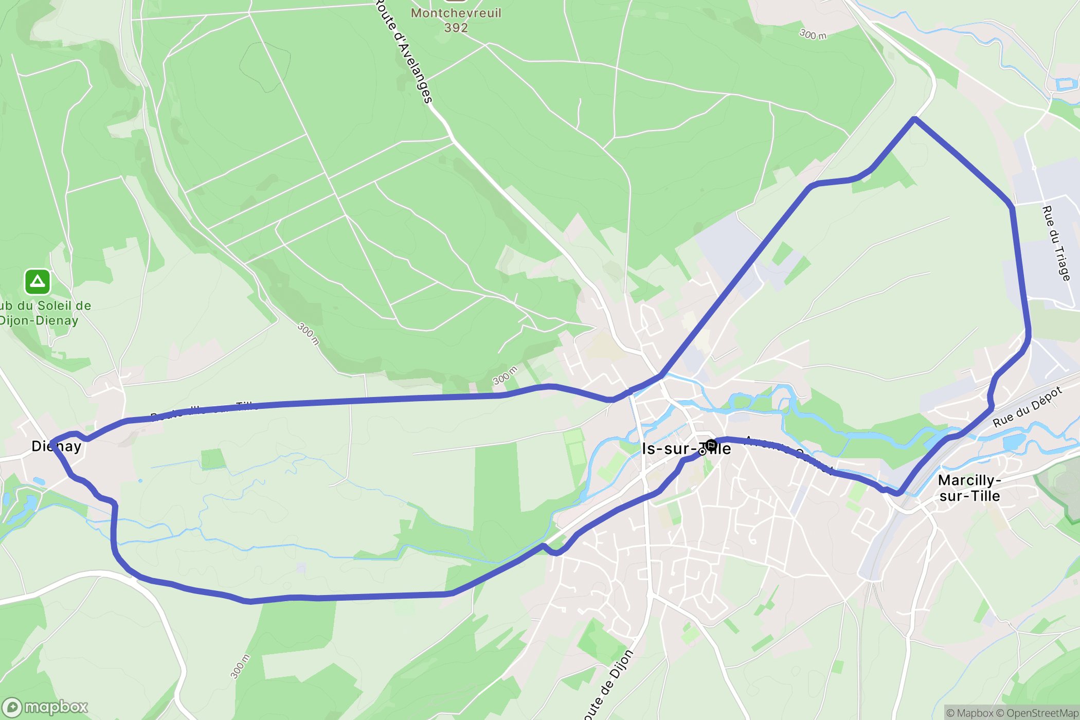 Is-sur-Tille : carte du parcours de randonnée - France