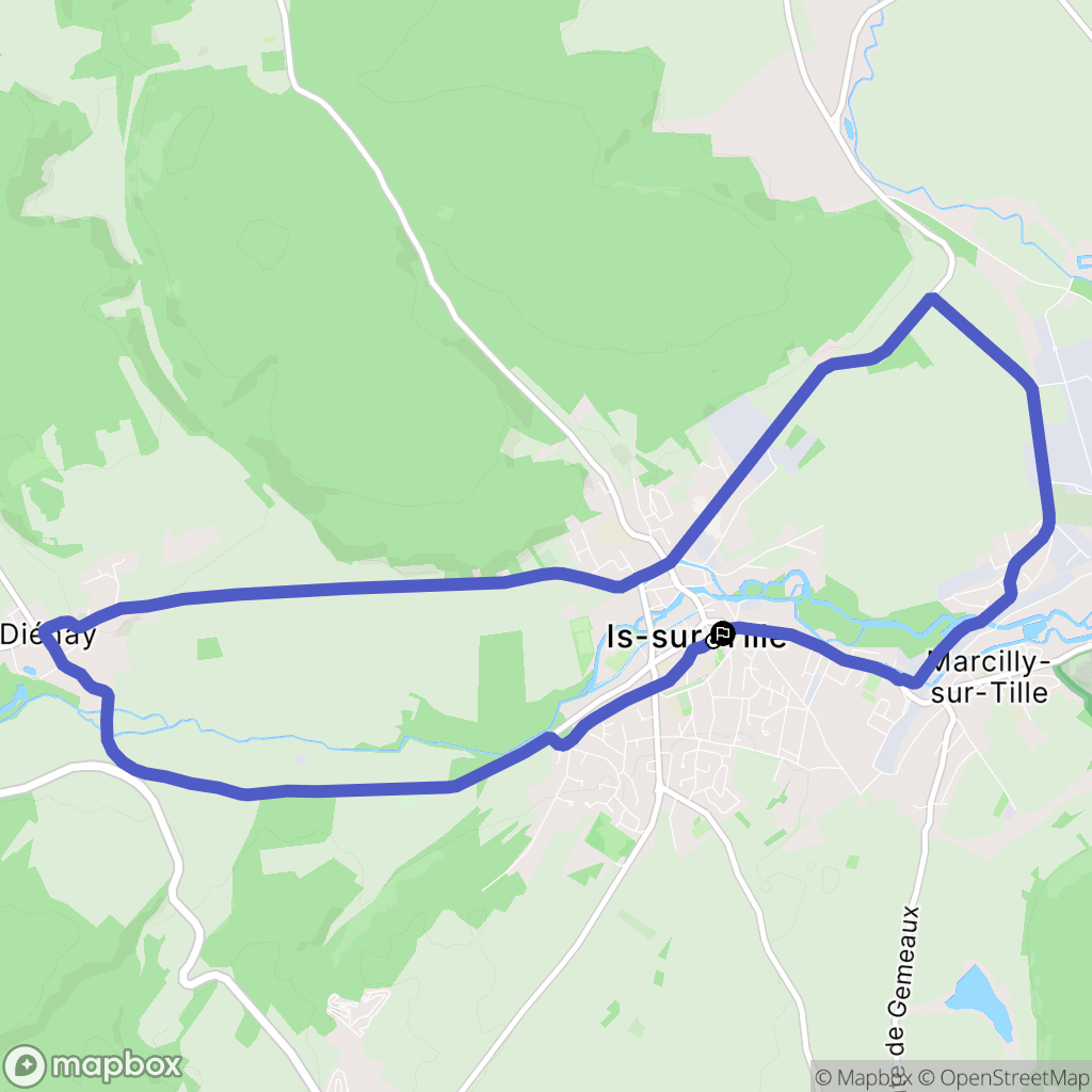 Is-sur-Tille : carte du parcours de randonnée - France