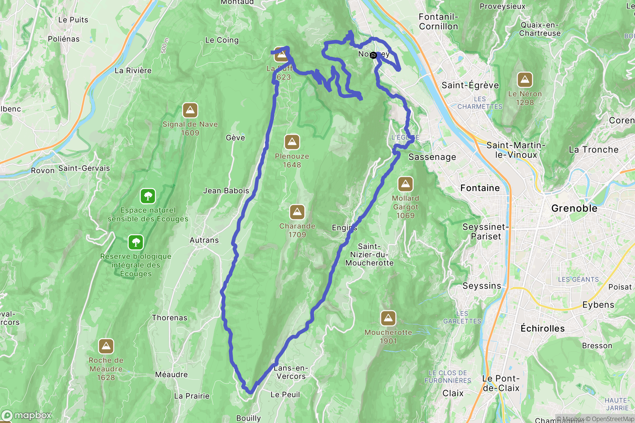 Noyarey : carte du parcours de randonnée - France