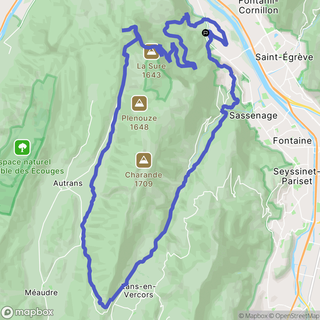 Noyarey : carte du parcours de randonnée - France