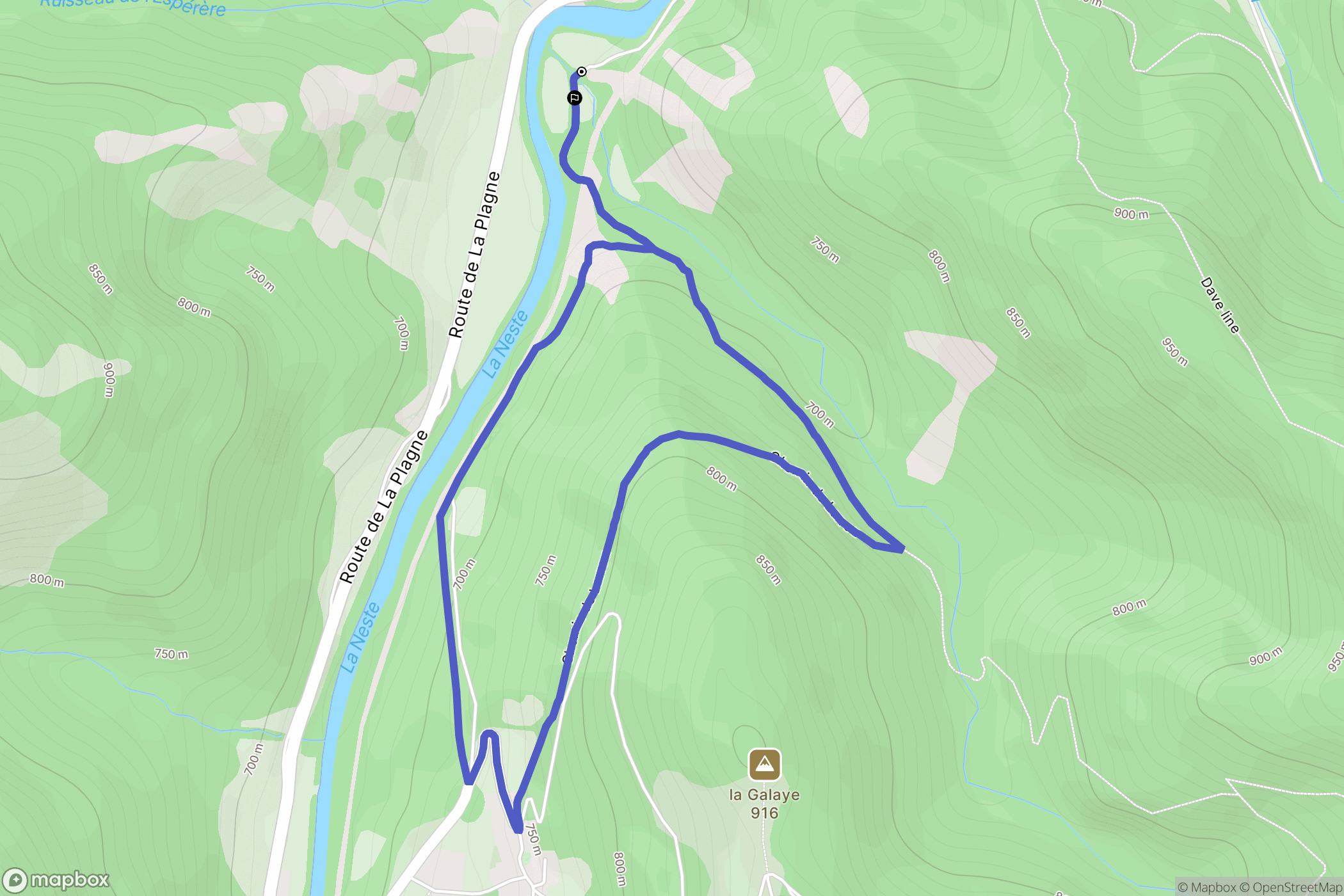 Beyrède-Jumet-Camous : carte du parcours de randonnée - France