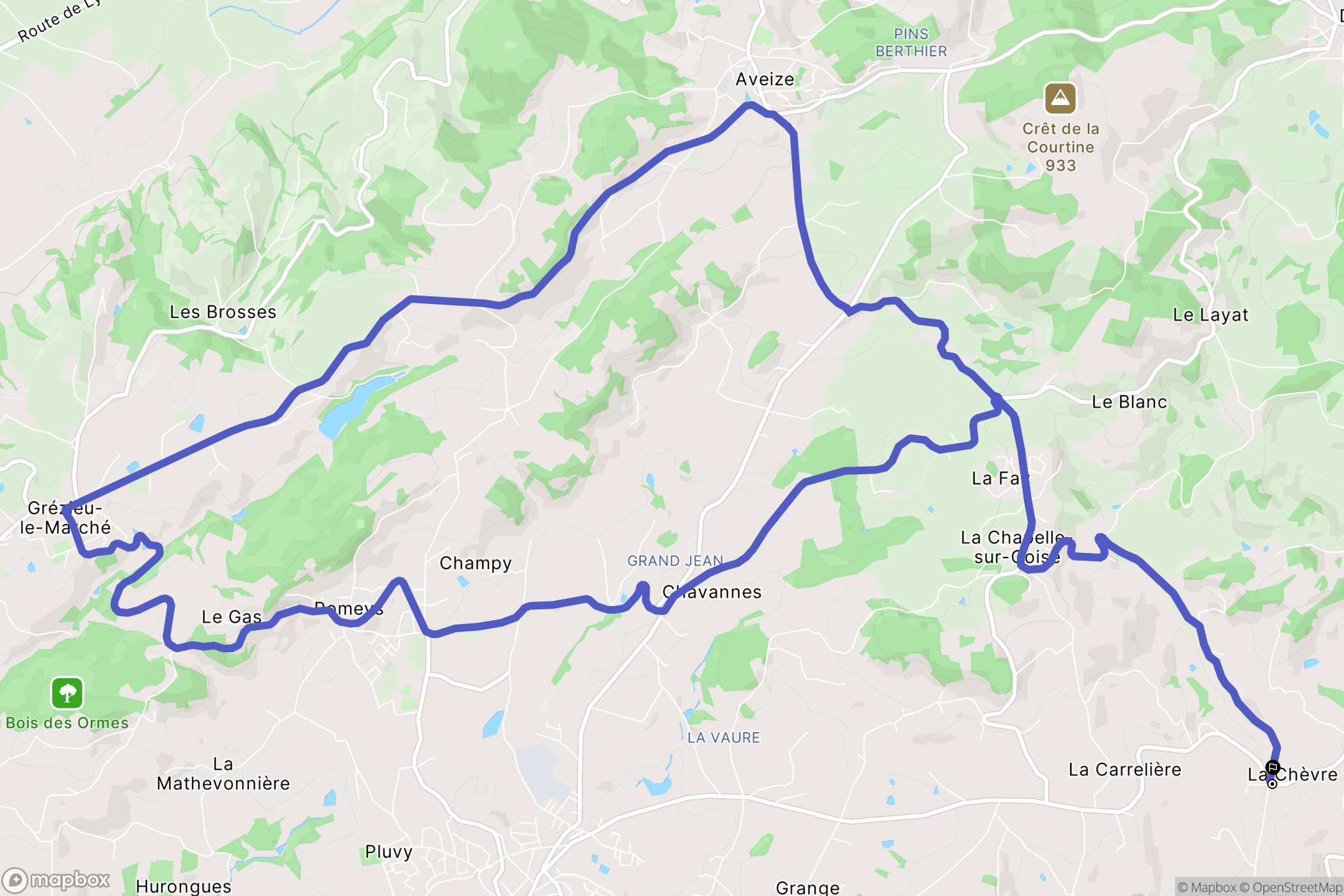 Larajasse : carte du parcours de randonnée - France