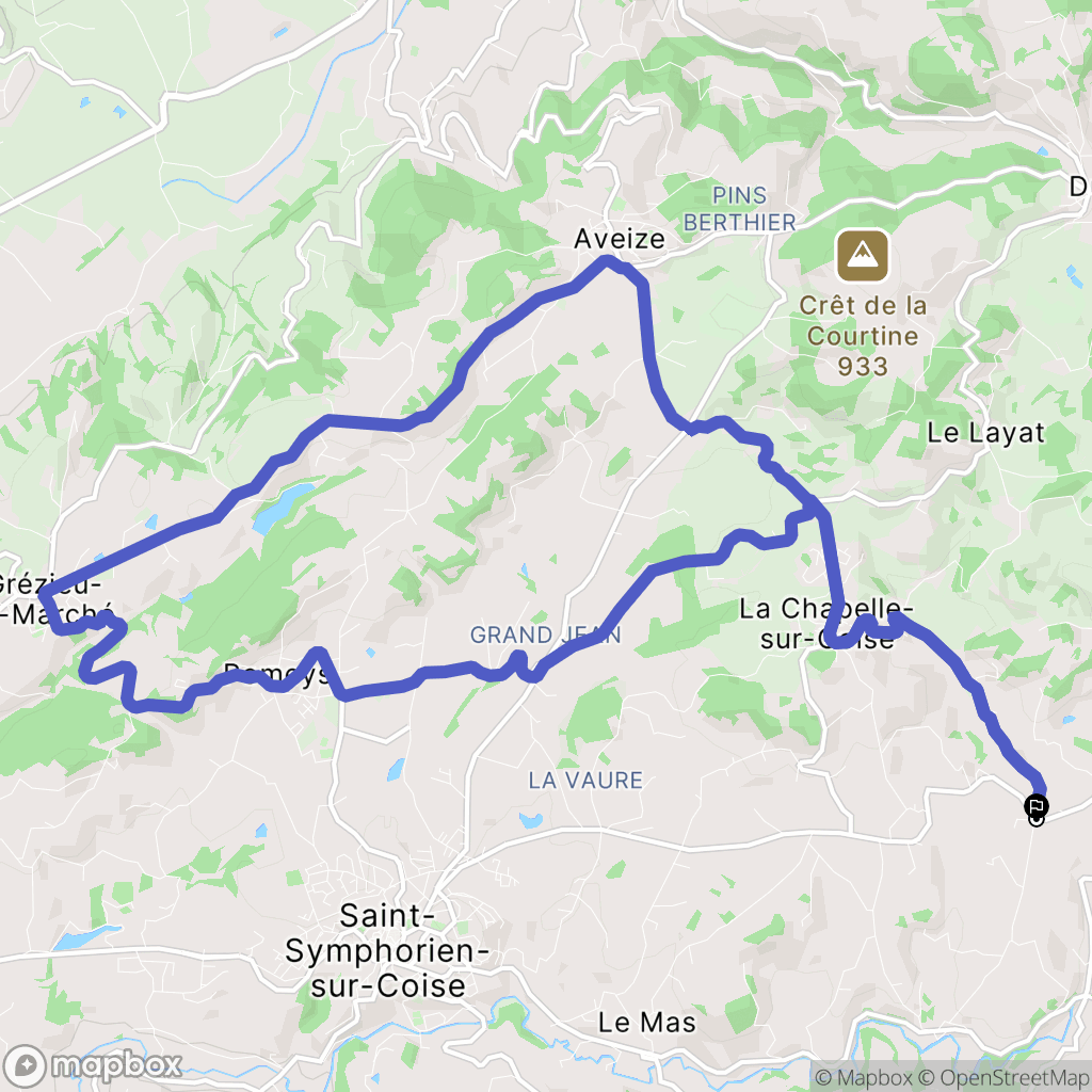 Larajasse : carte du parcours de randonnée - France