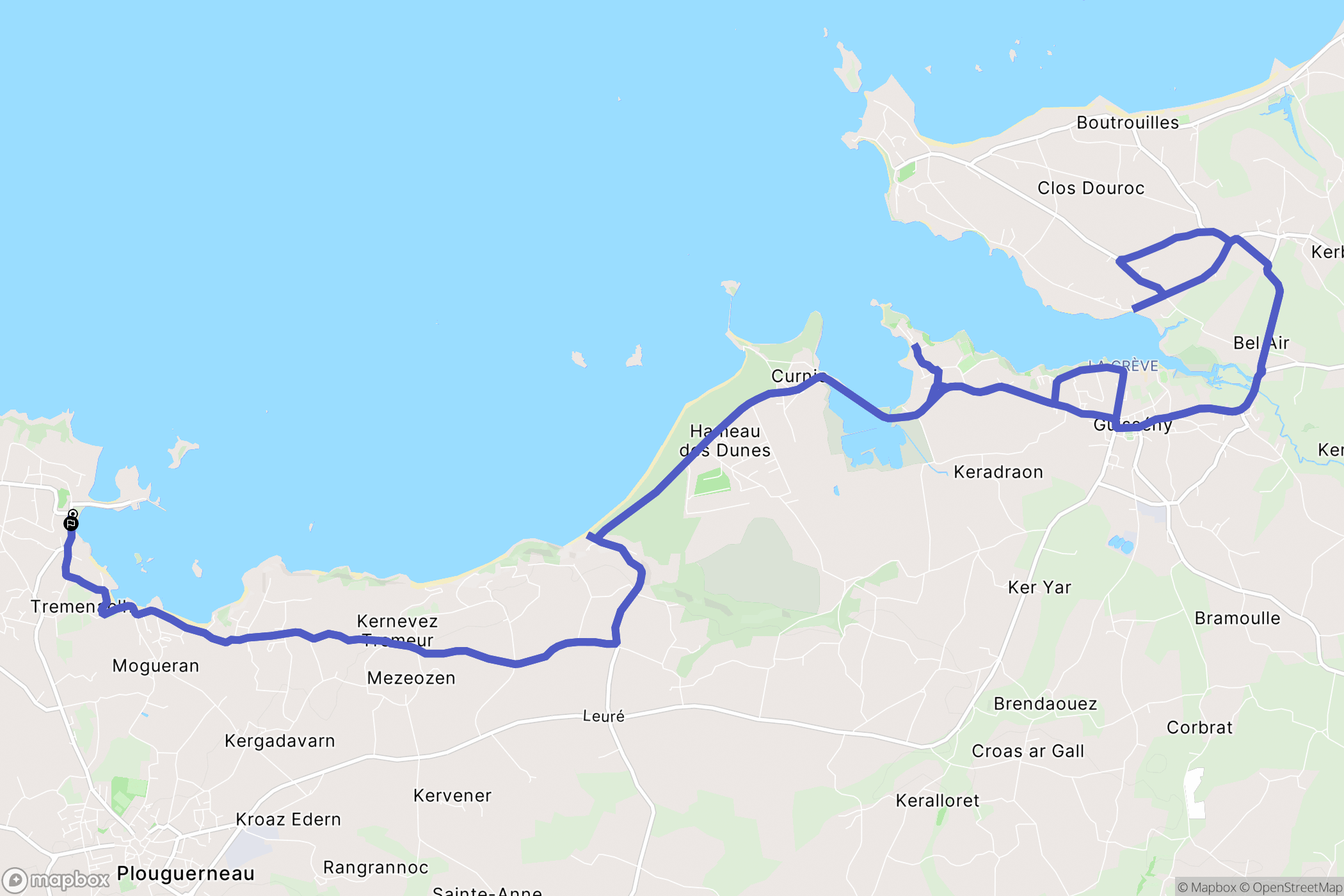 Plouguerneau : carte du parcours de randonnée - France