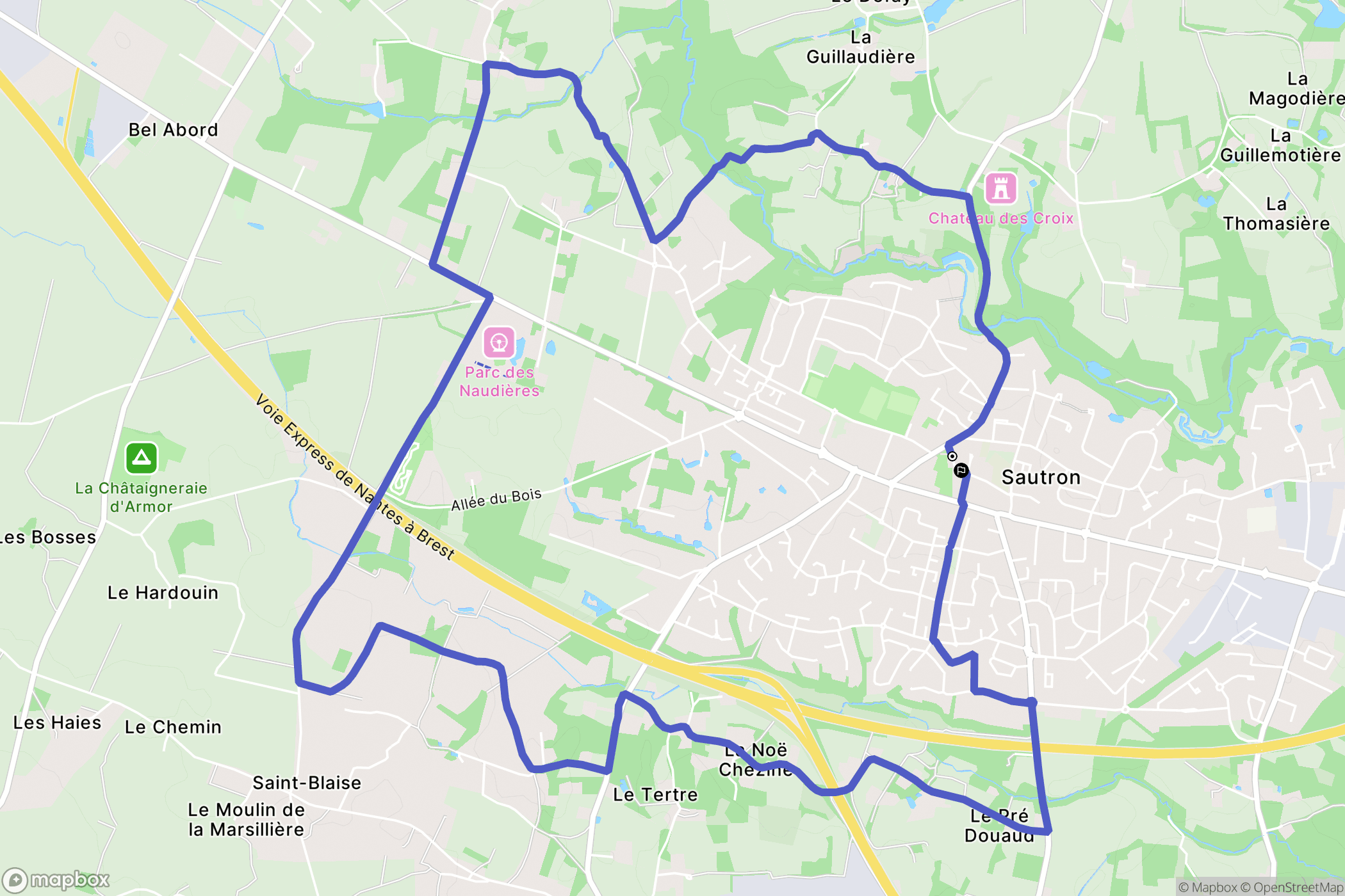 Sautron : carte du parcours de randonnée - France