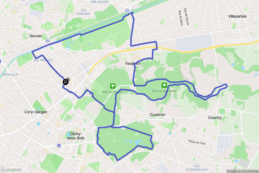 Livry-Gargan : carte du parcours de randonnée - France