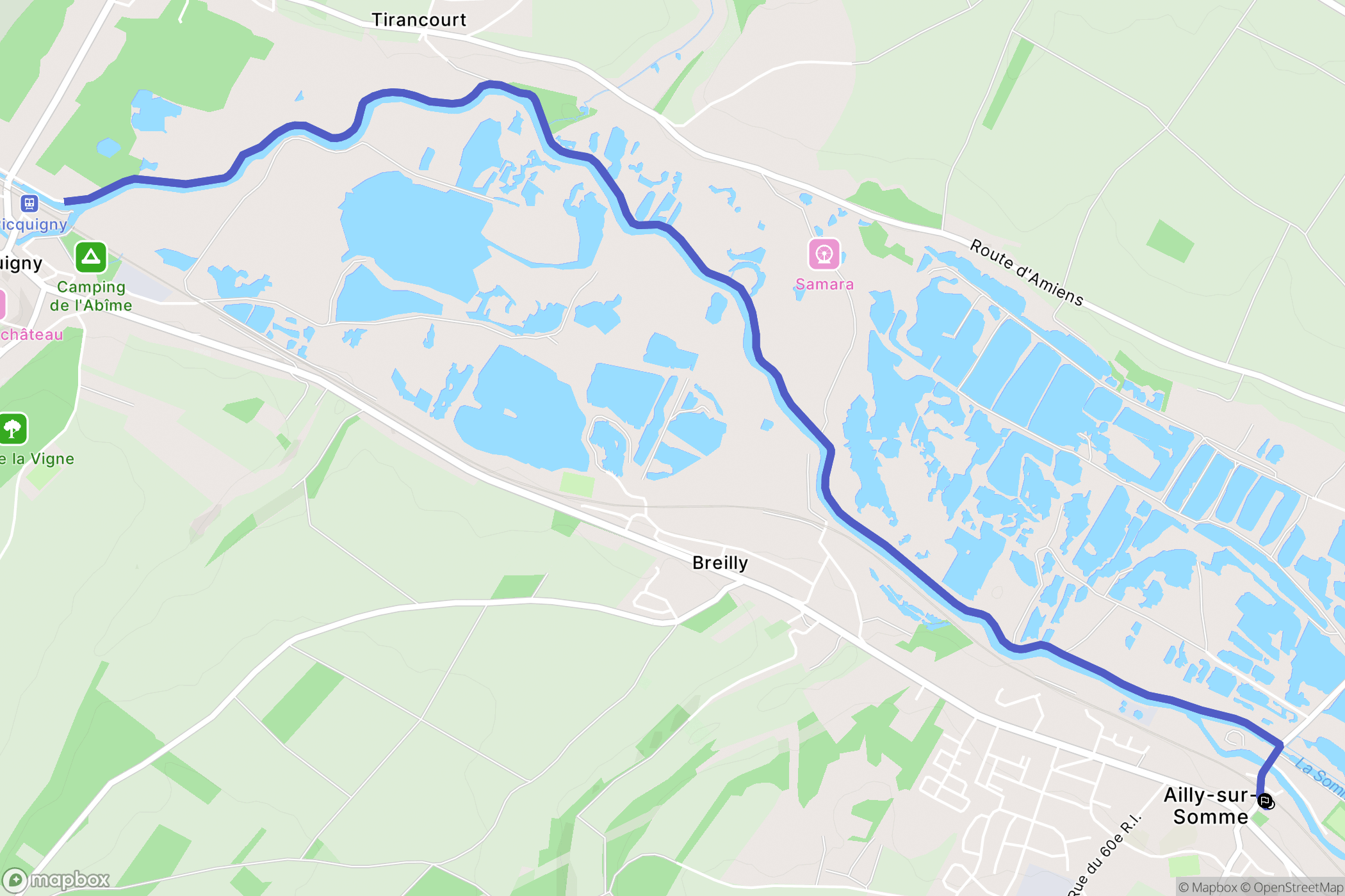 Ailly-sur-Somme : carte du parcours de randonnée - France