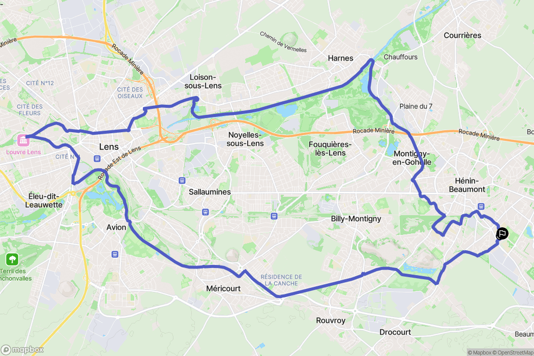 Hénin-Beaumont : carte du parcours de randonnée - France
