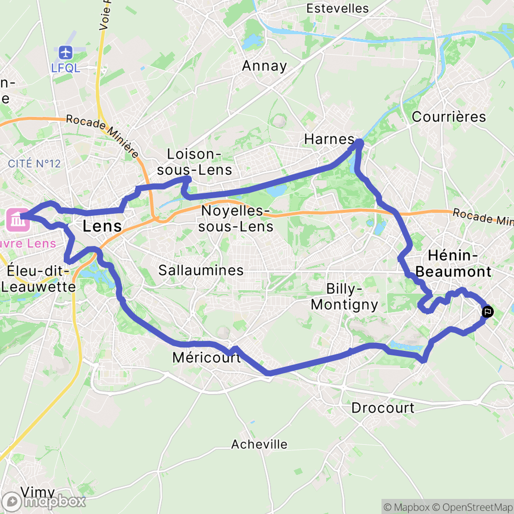 Hénin-Beaumont : carte du parcours de randonnée - France