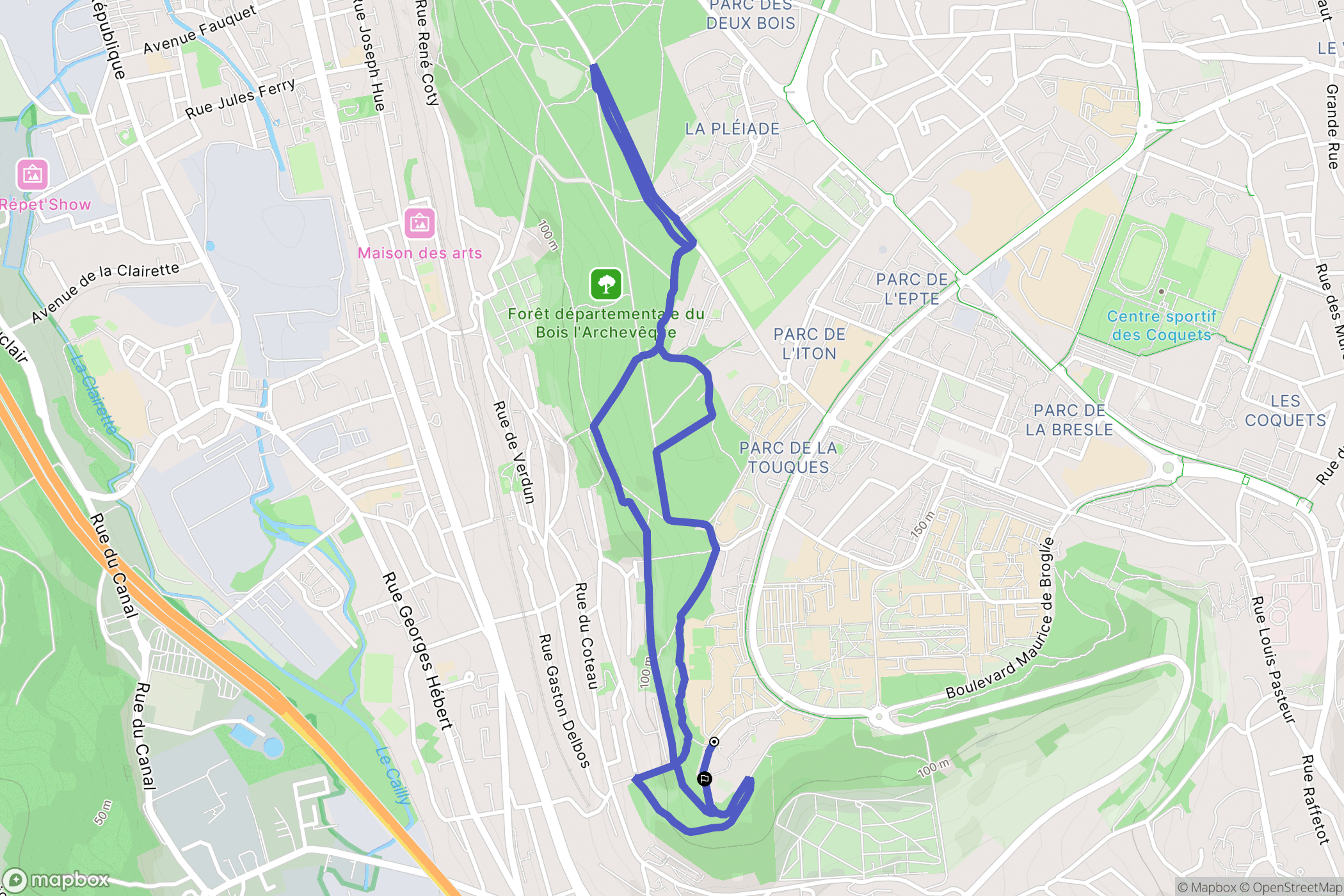 Mont-Saint-Aignan : carte du parcours de randonnée - France