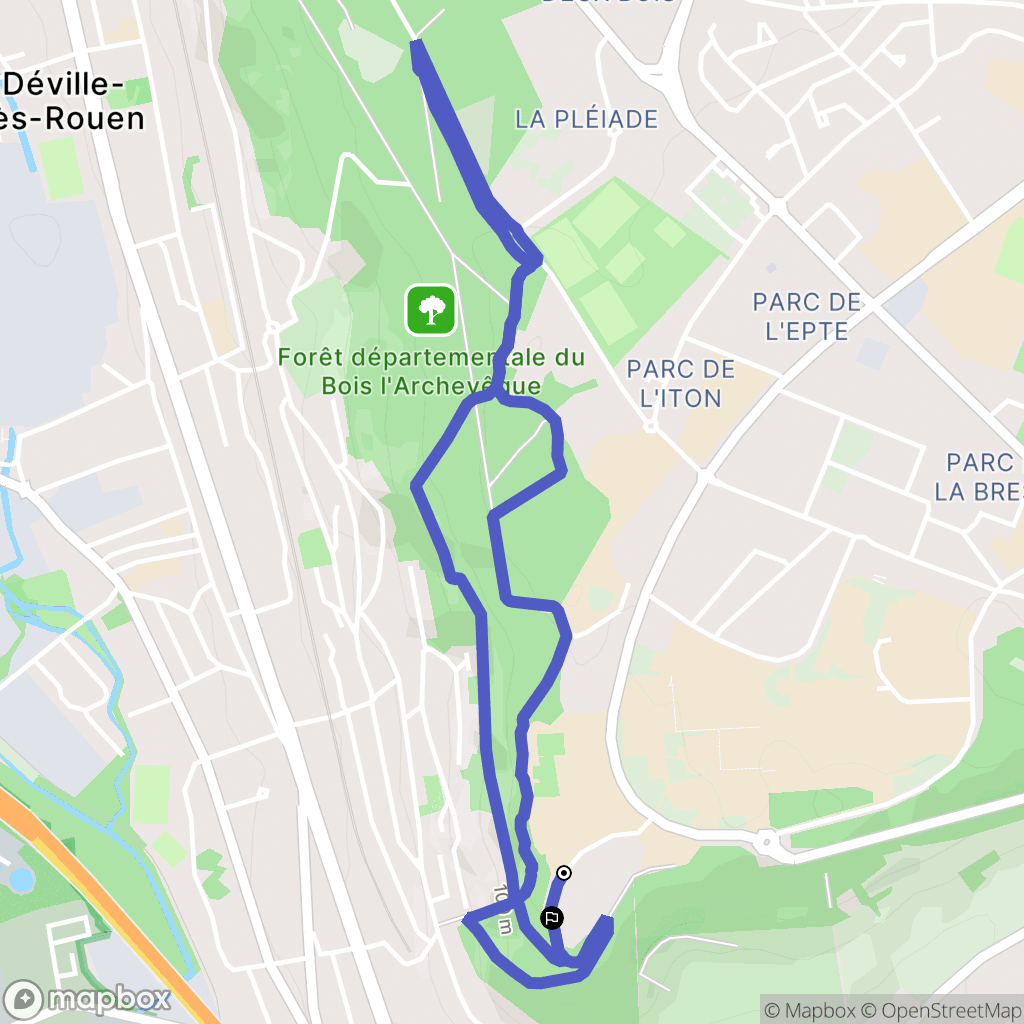 Mont-Saint-Aignan : carte du parcours de randonnée - France