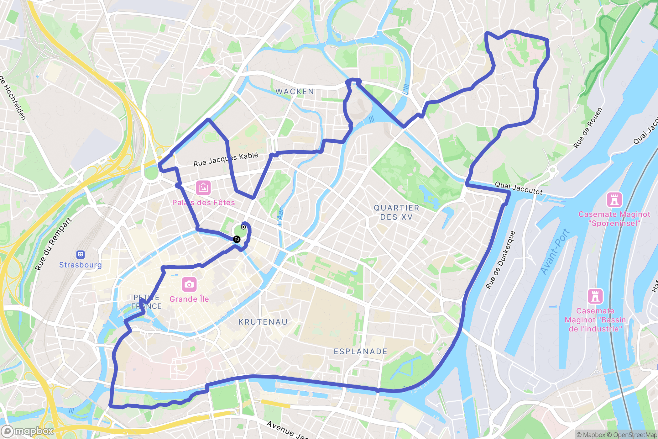 Strasbourg : carte du parcours de randonnée - France