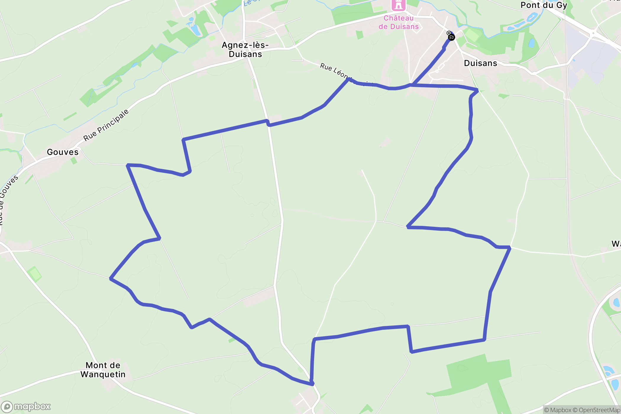 Duisans : carte du parcours de randonnée - France