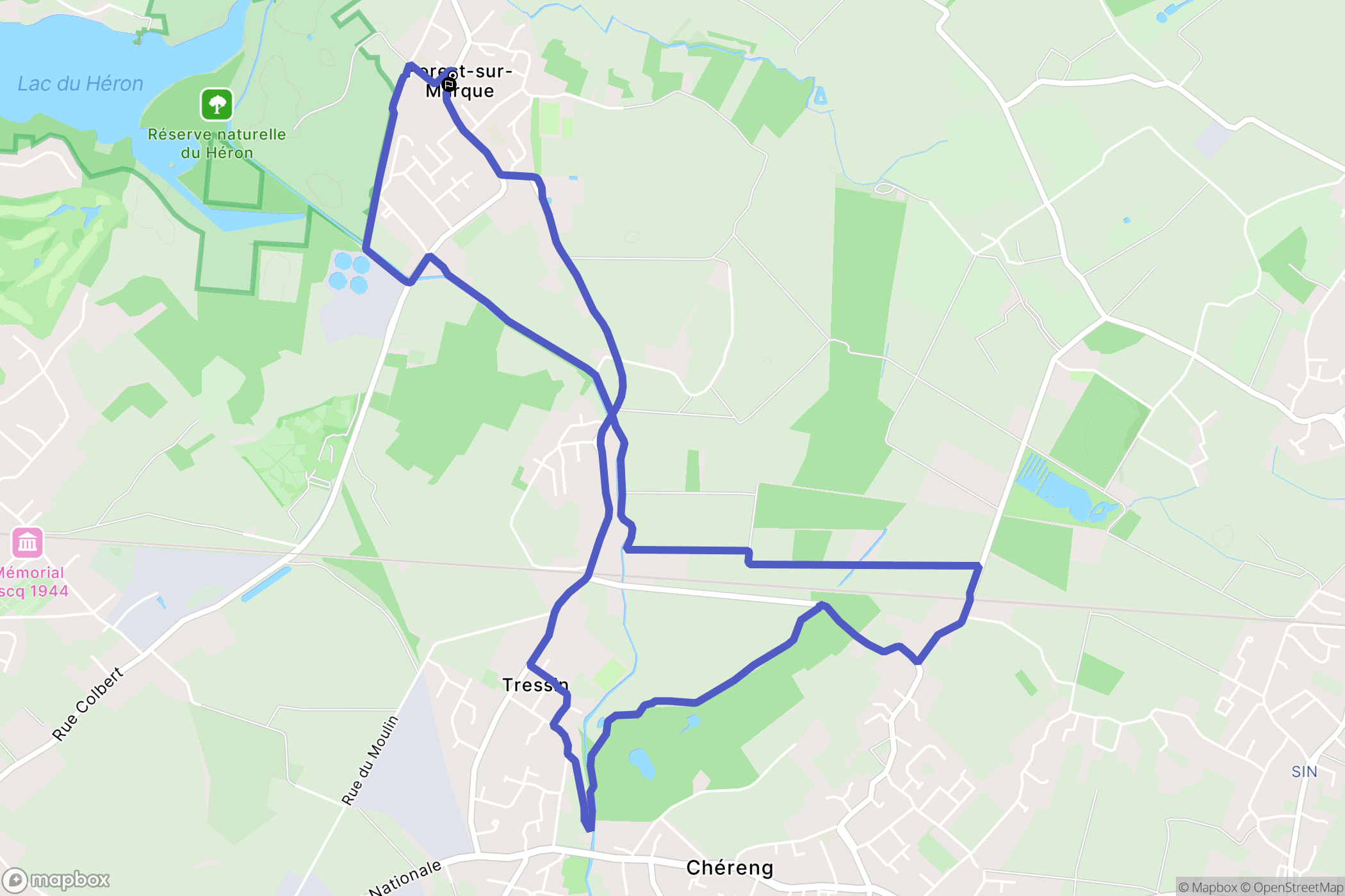 Forest-sur-Marque : carte du parcours de randonnée - France