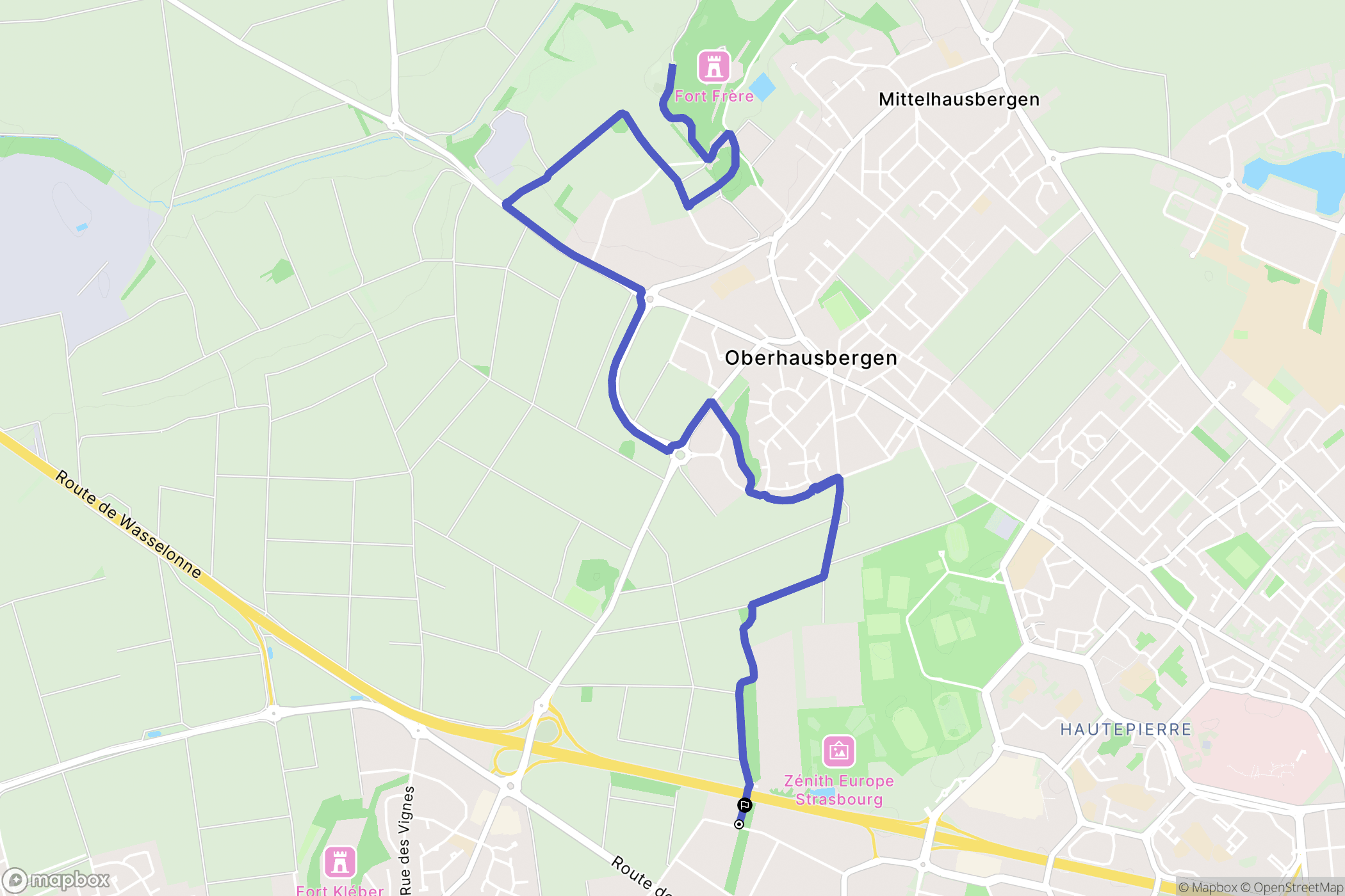 Eckbolsheim : carte du parcours de randonnée - France
