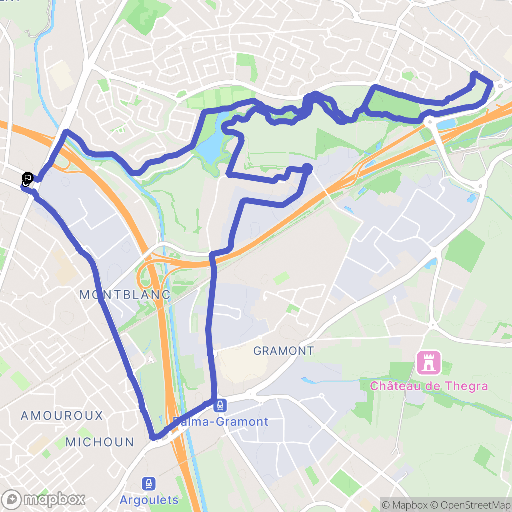 Toulouse : carte du parcours de randonnée - France