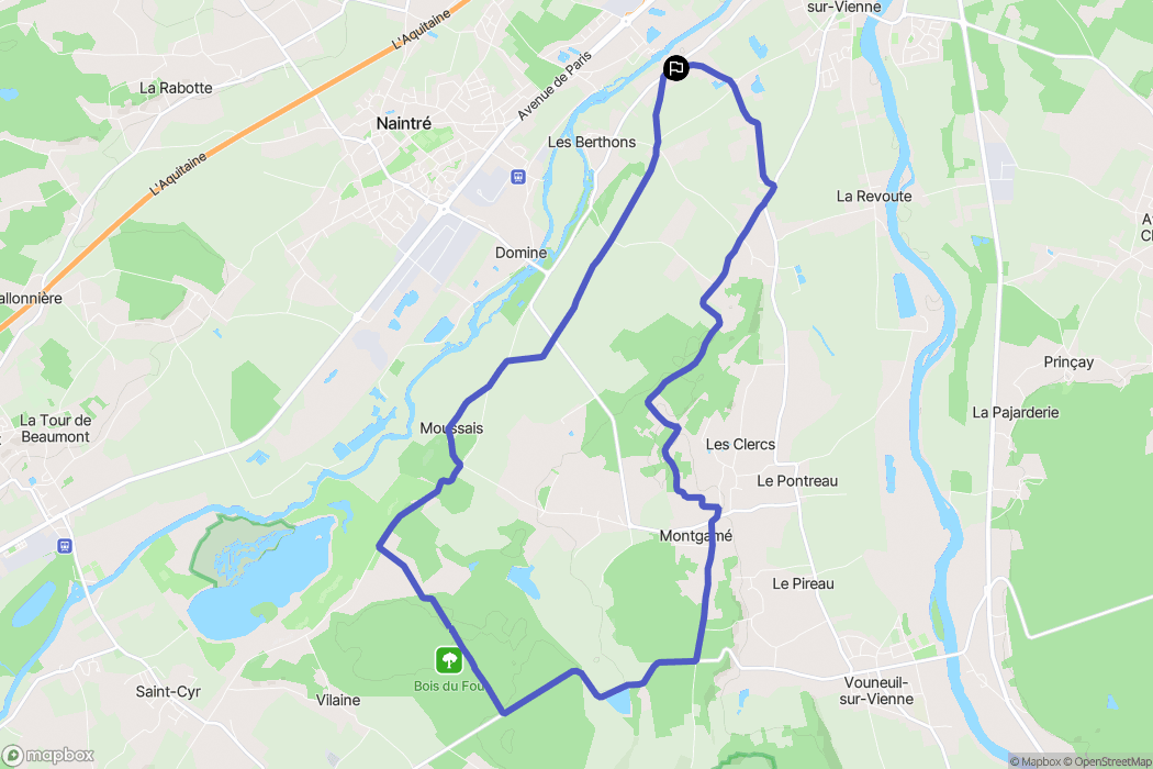 Naintré : carte du parcours de randonnée - France