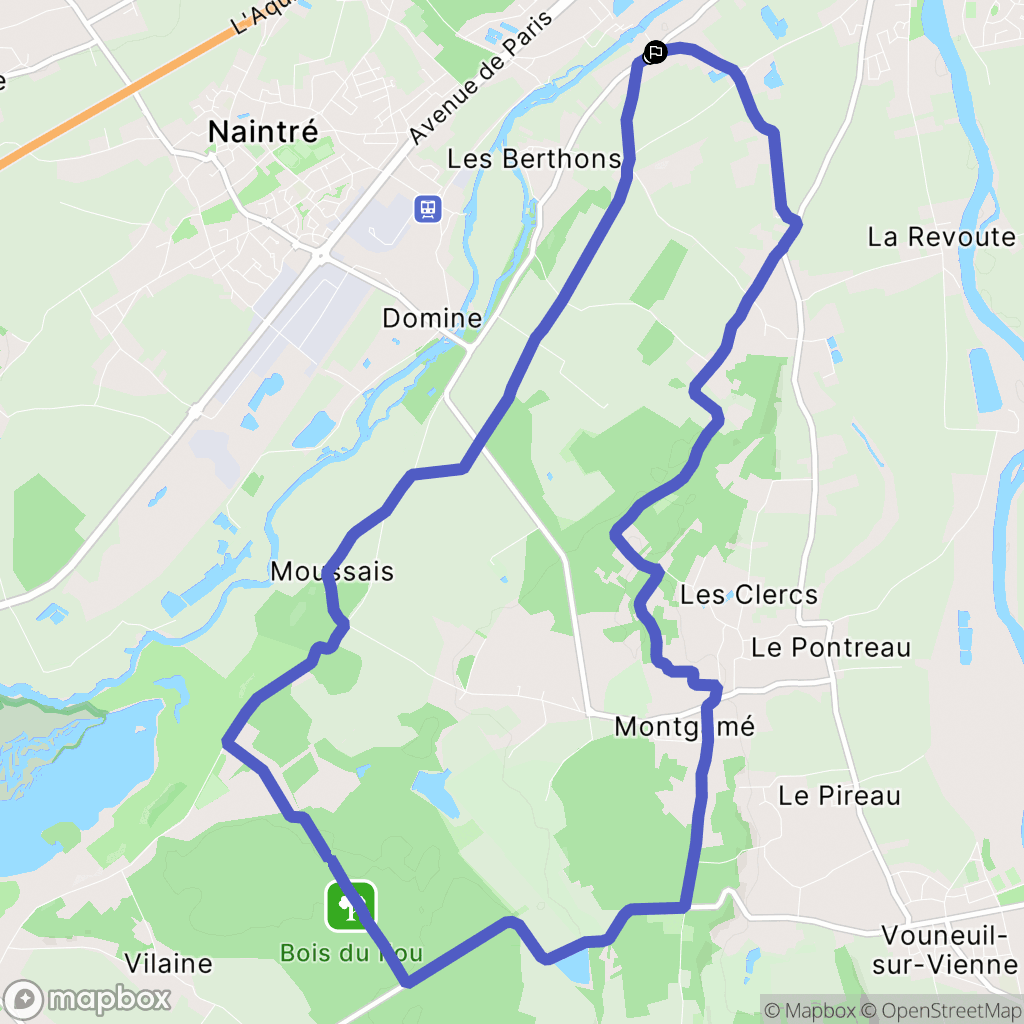 Naintré : carte du parcours de randonnée - France