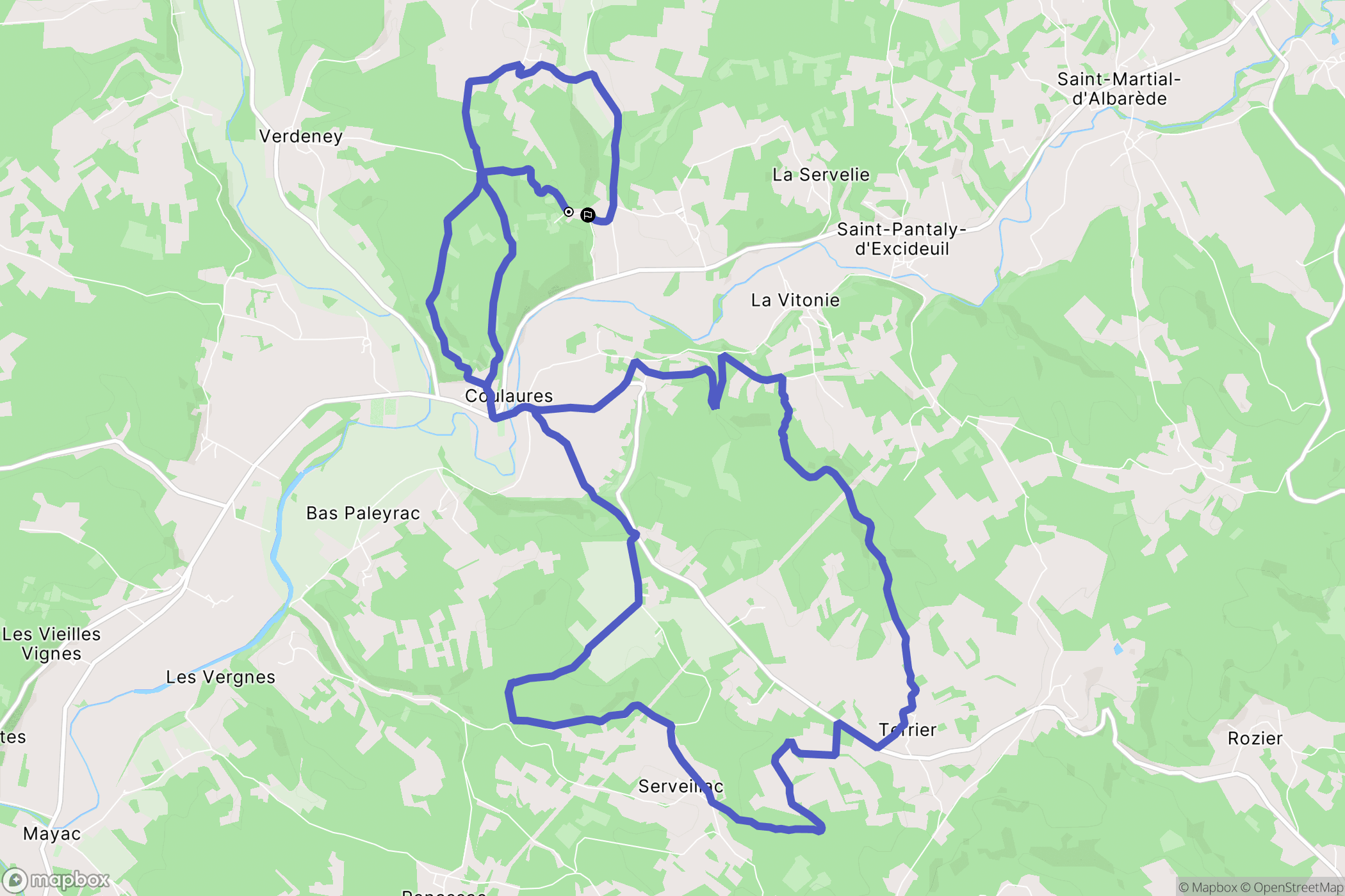 Coulaures : carte du parcours de randonnée - France