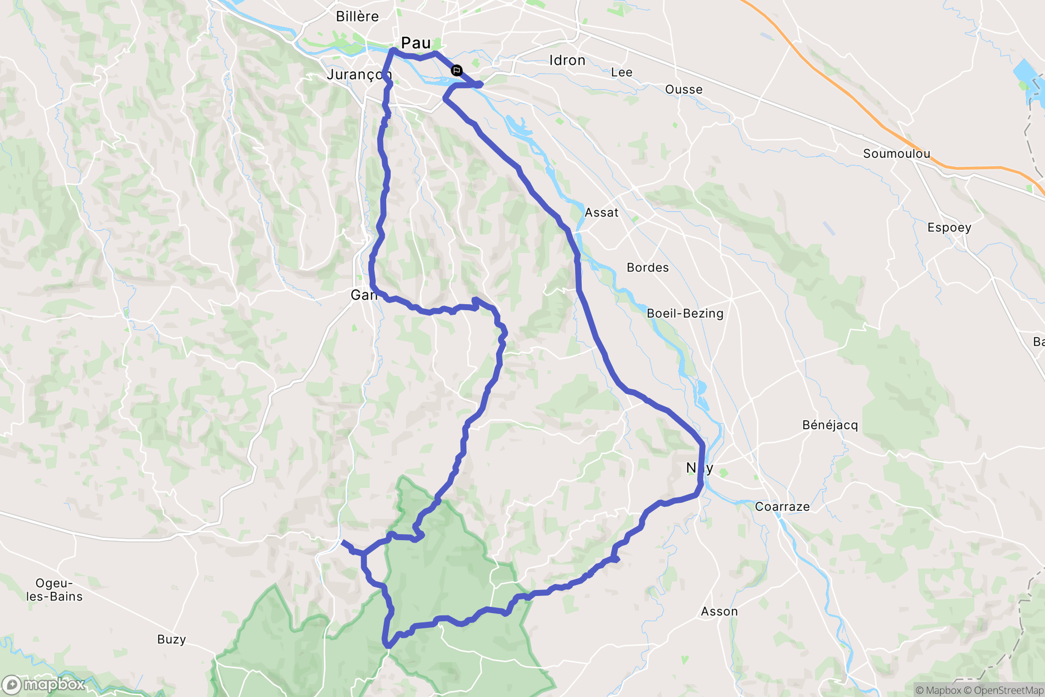 Bizanos : carte du parcours de randonnée - France