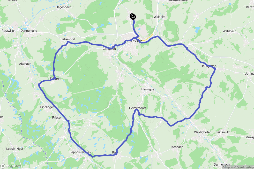Aspach : carte du parcours de randonnée - France
