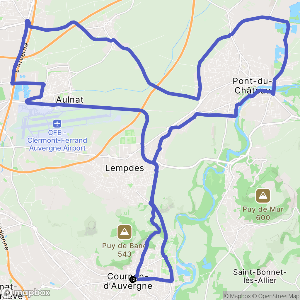 Cournon-d'Auvergne : carte du parcours de randonnée - France