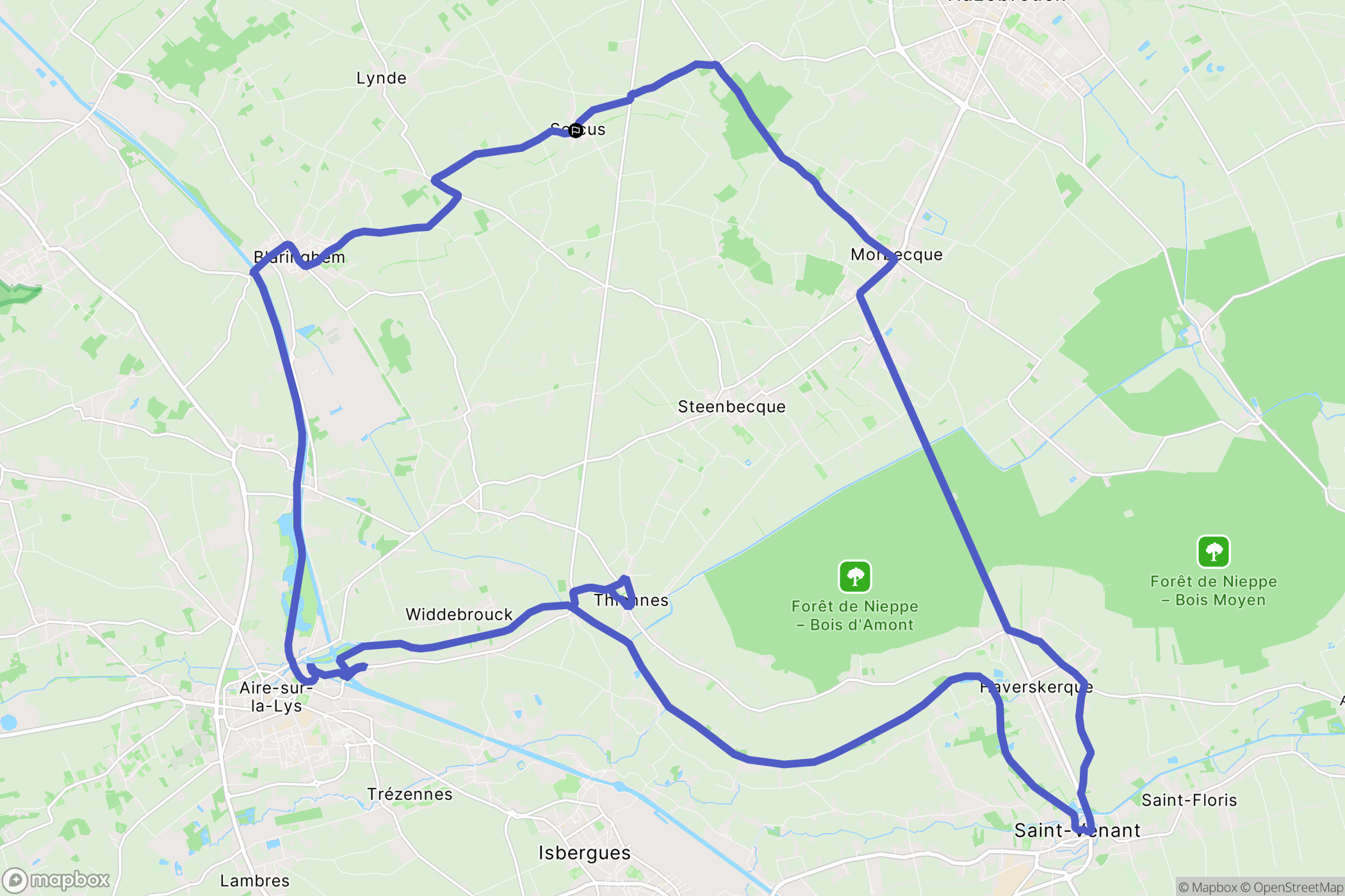 Sercus : carte du parcours de randonnée - France