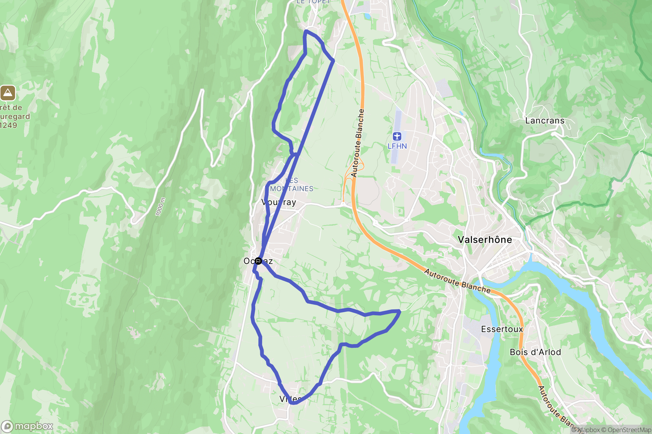 Valserhône : carte du parcours de randonnée - France