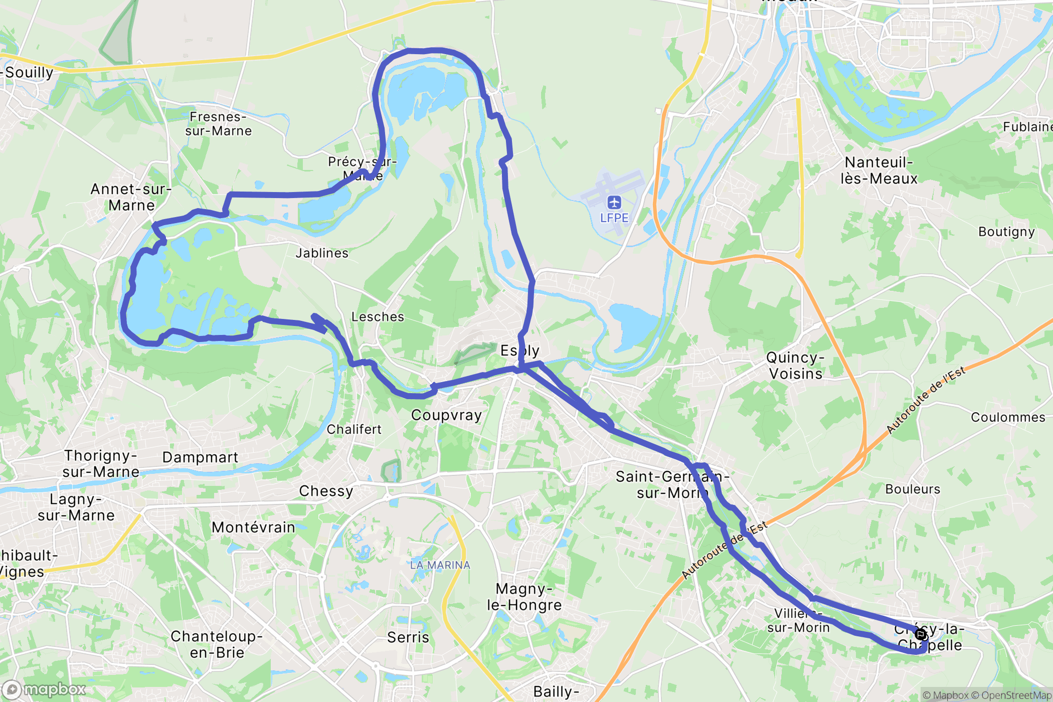 Crécy-la-Chapelle : carte du parcours de randonnée - France