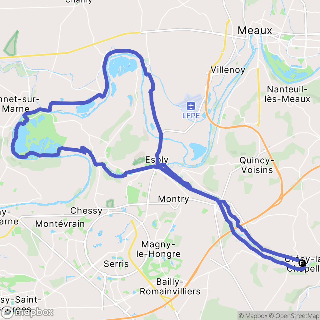 Crécy-la-Chapelle : carte du parcours de randonnée - France