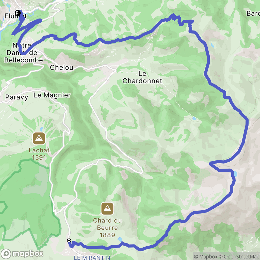 Hauteluce : carte du parcours de randonnée - France