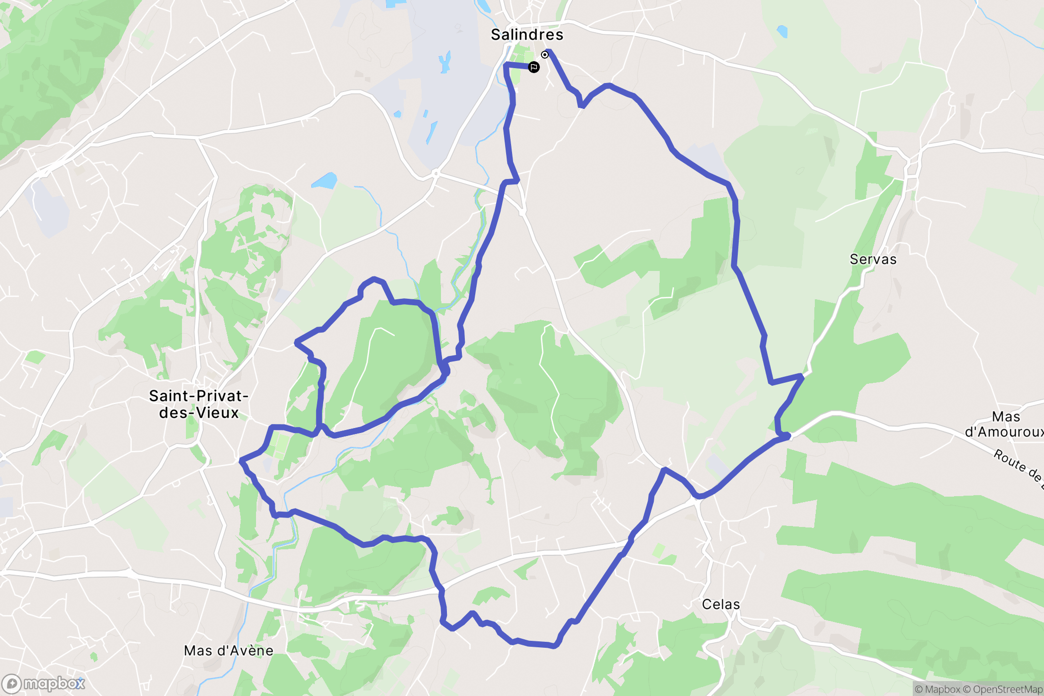 Salindres : carte du parcours de randonnée - France