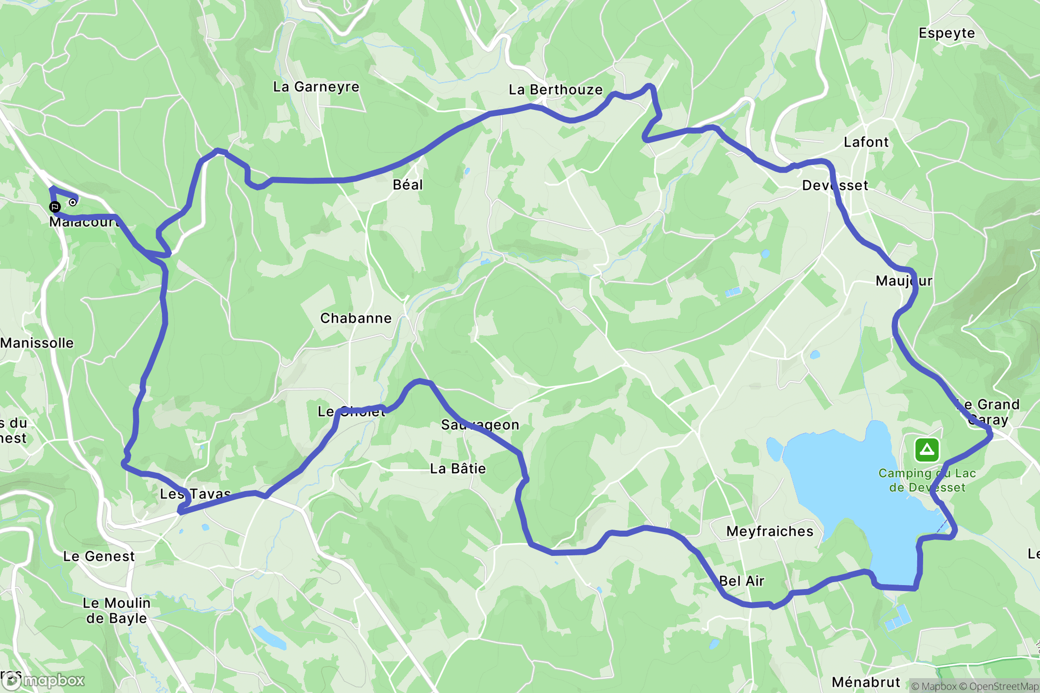 Le Chambon-sur-Lignon : carte du parcours de randonnée - France