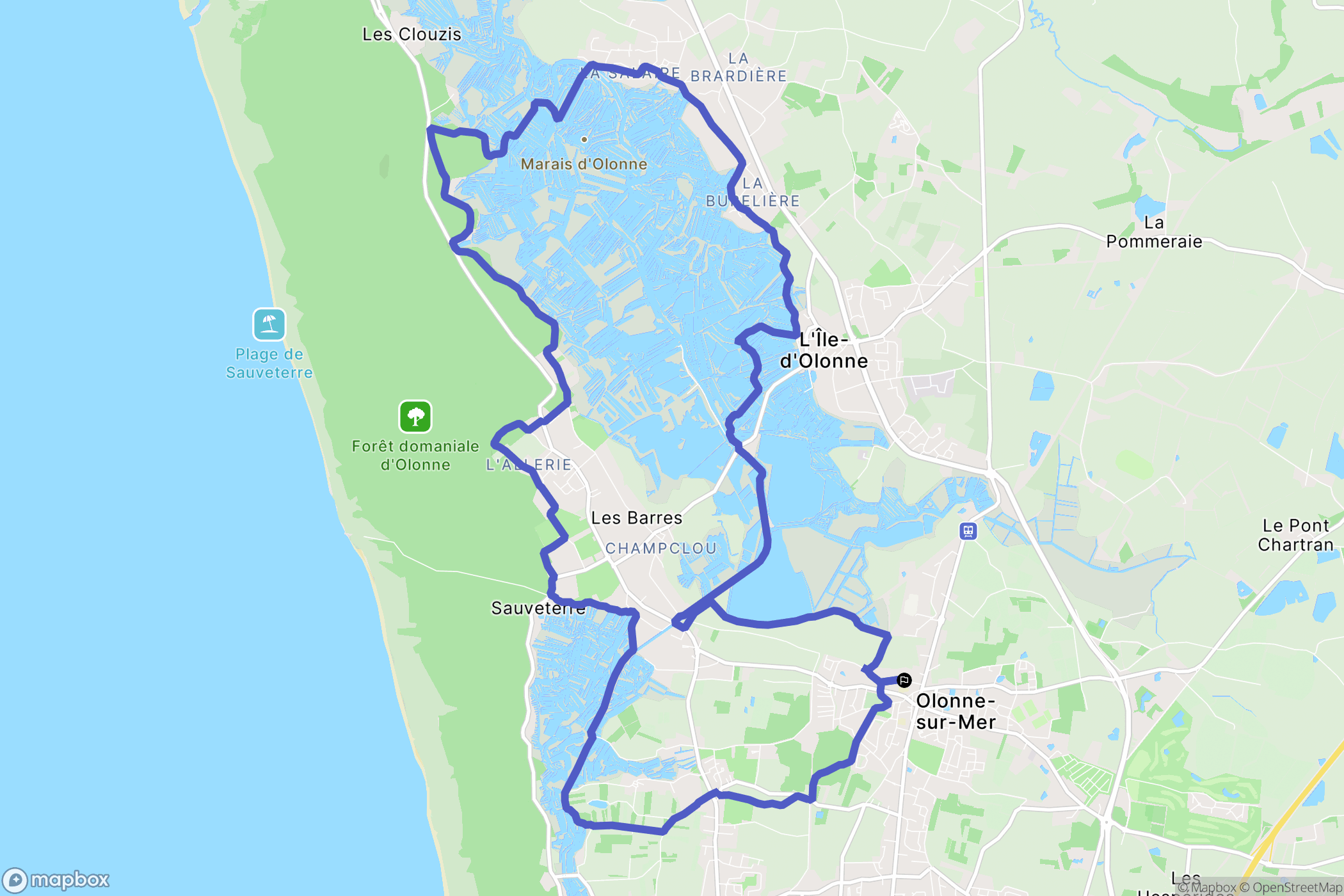 Les Sables-d'Olonne : carte du parcours de randonnée - France