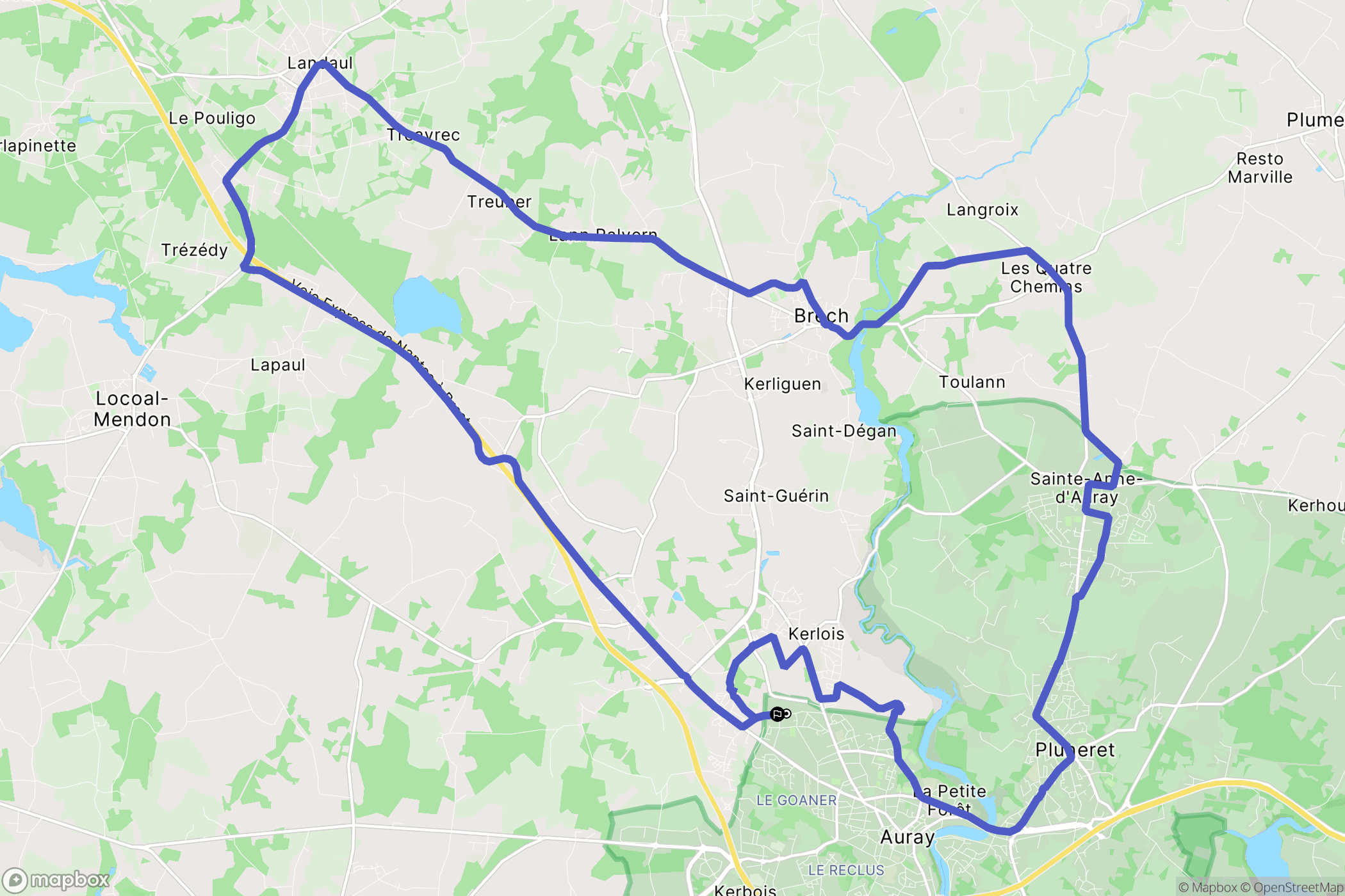 Auray : carte du parcours de randonnée - France