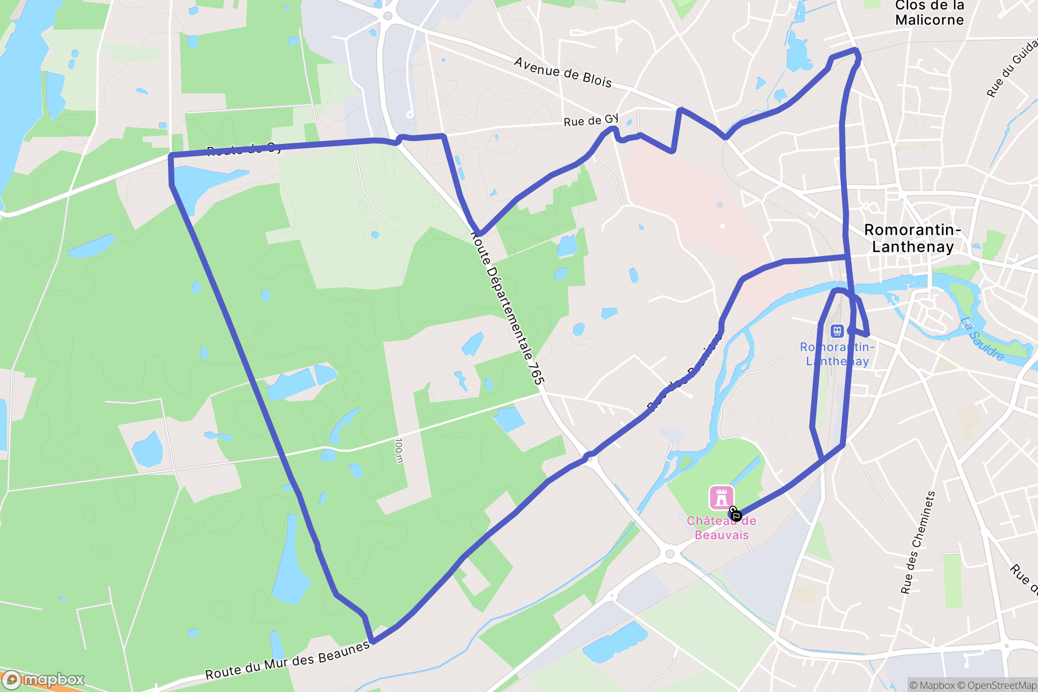 Romorantin-Lanthenay : carte du parcours de randonnée - France