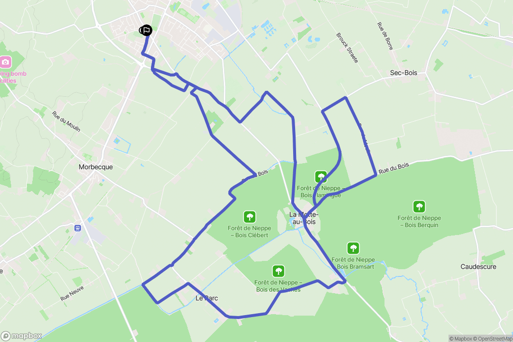 Hazebrouck : carte du parcours de randonnée - France