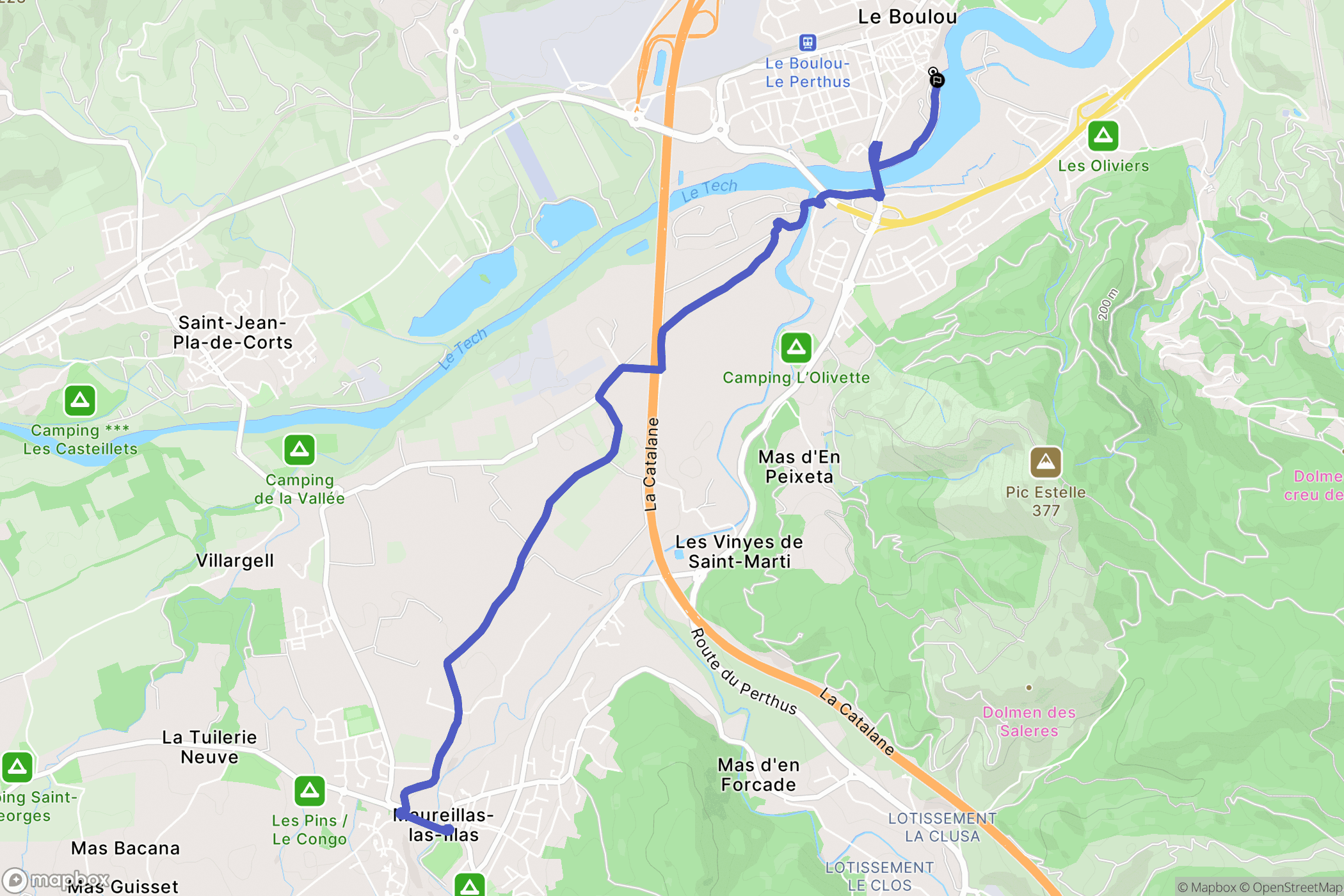 Le Boulou : carte du parcours de randonnée - France