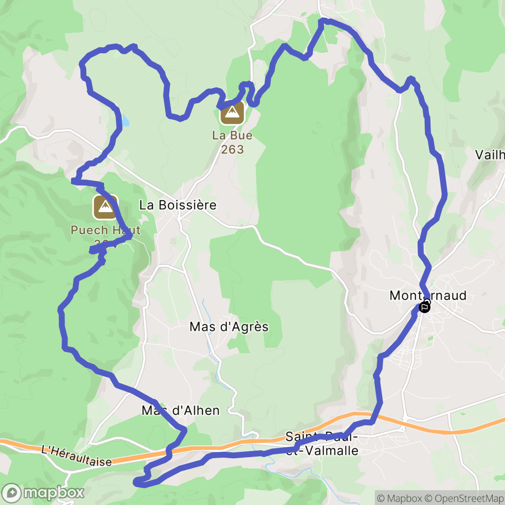Montarnaud : carte du parcours de randonnée - France