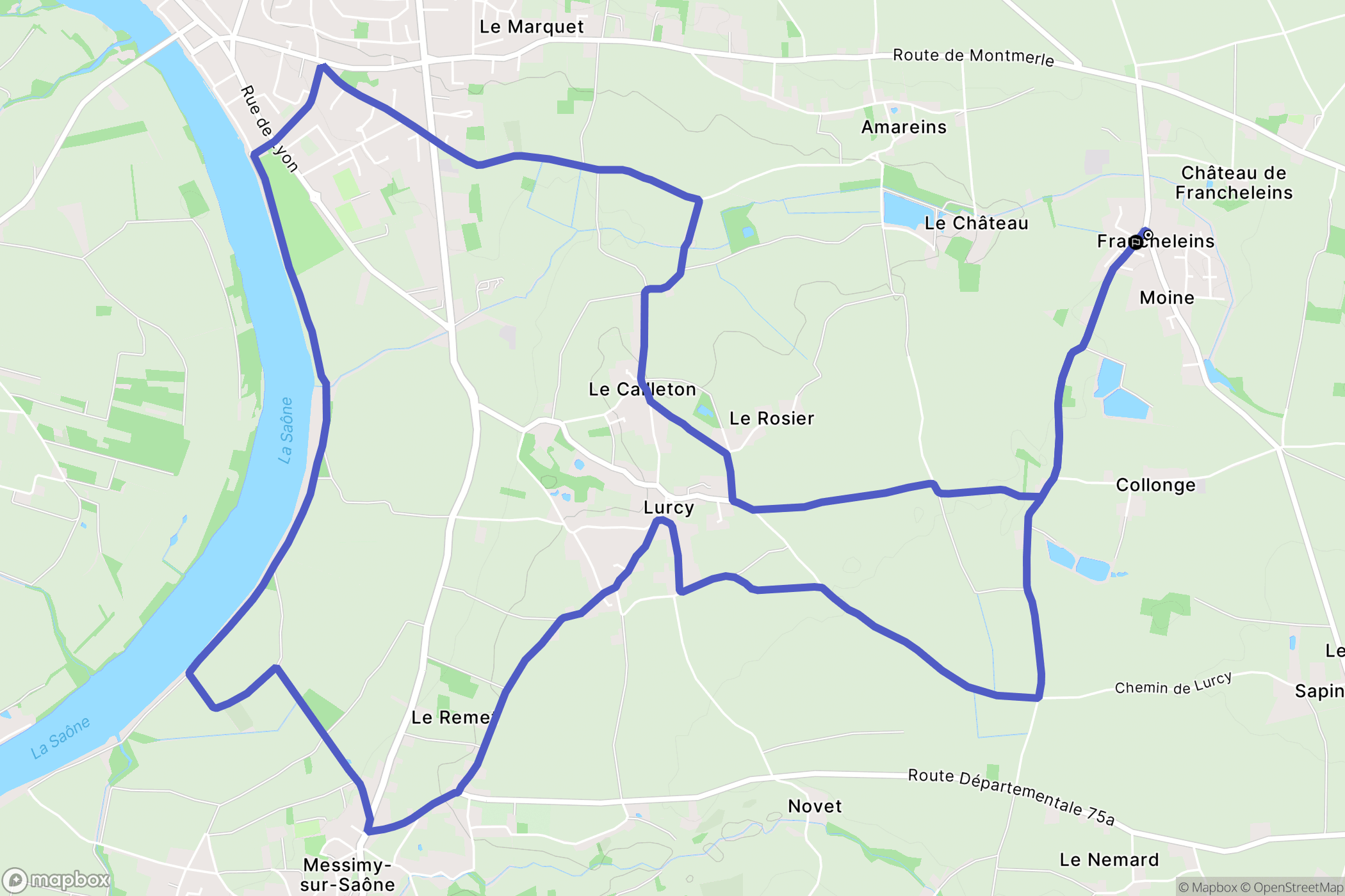 Francheleins : carte du parcours de randonnée - France