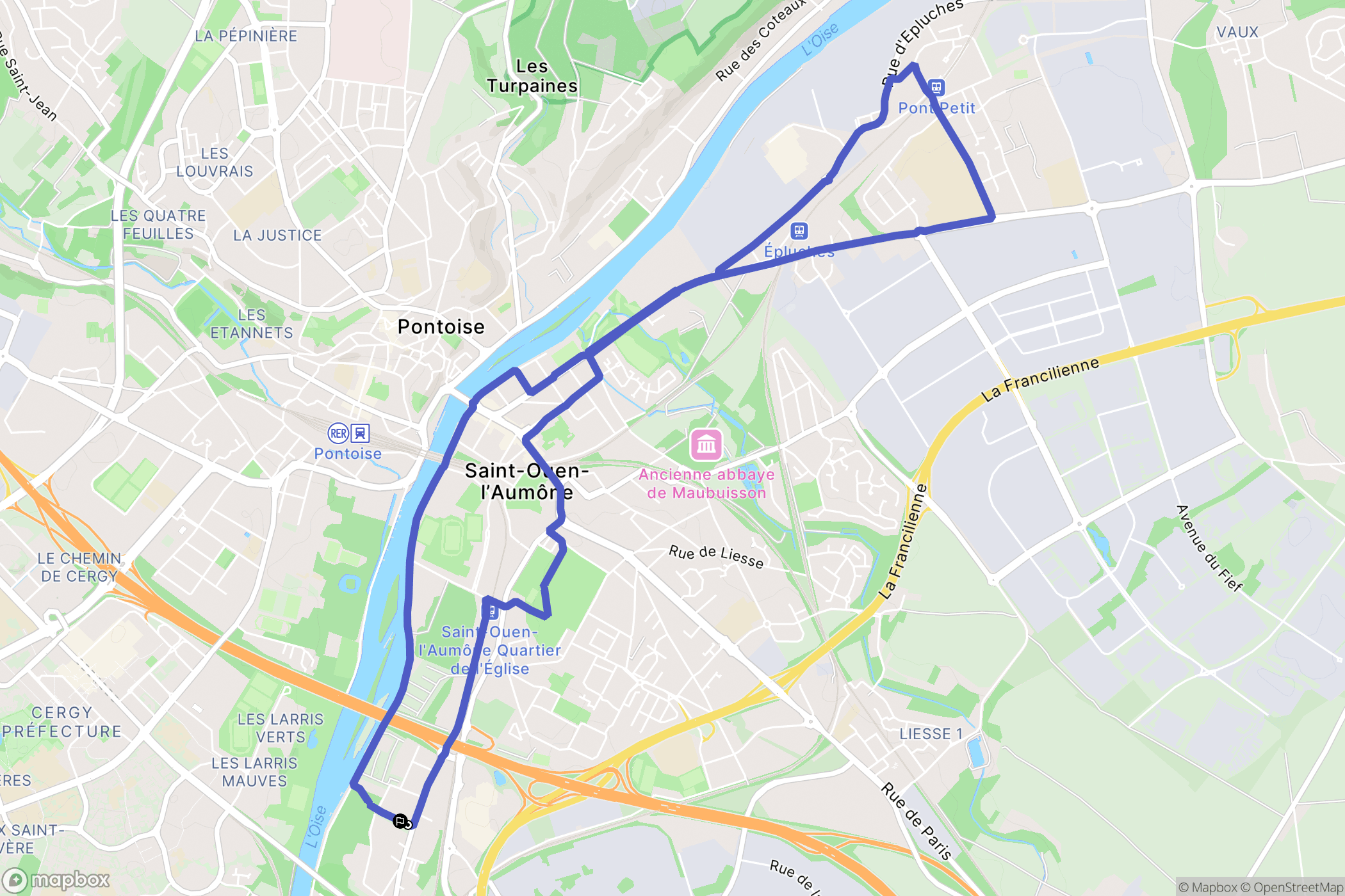 Éragny : carte du parcours de randonnée - France