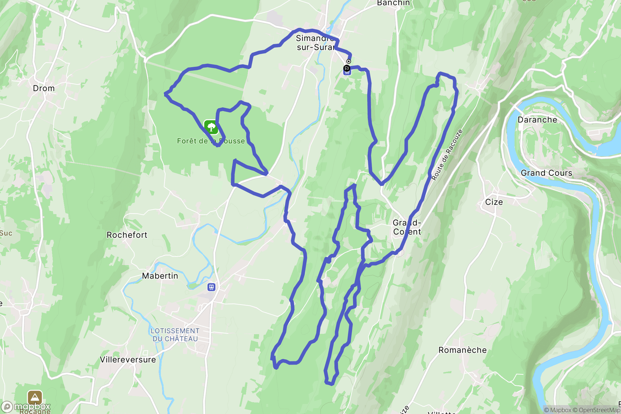 Simandre-sur-Suran : carte du parcours de randonnée - France