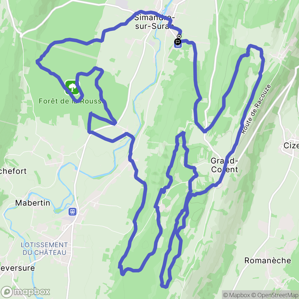 Simandre-sur-Suran : carte du parcours de randonnée - France