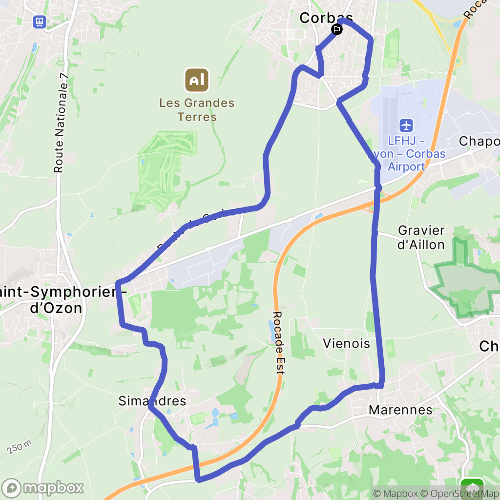 Corbas : carte du parcours de randonnée - France