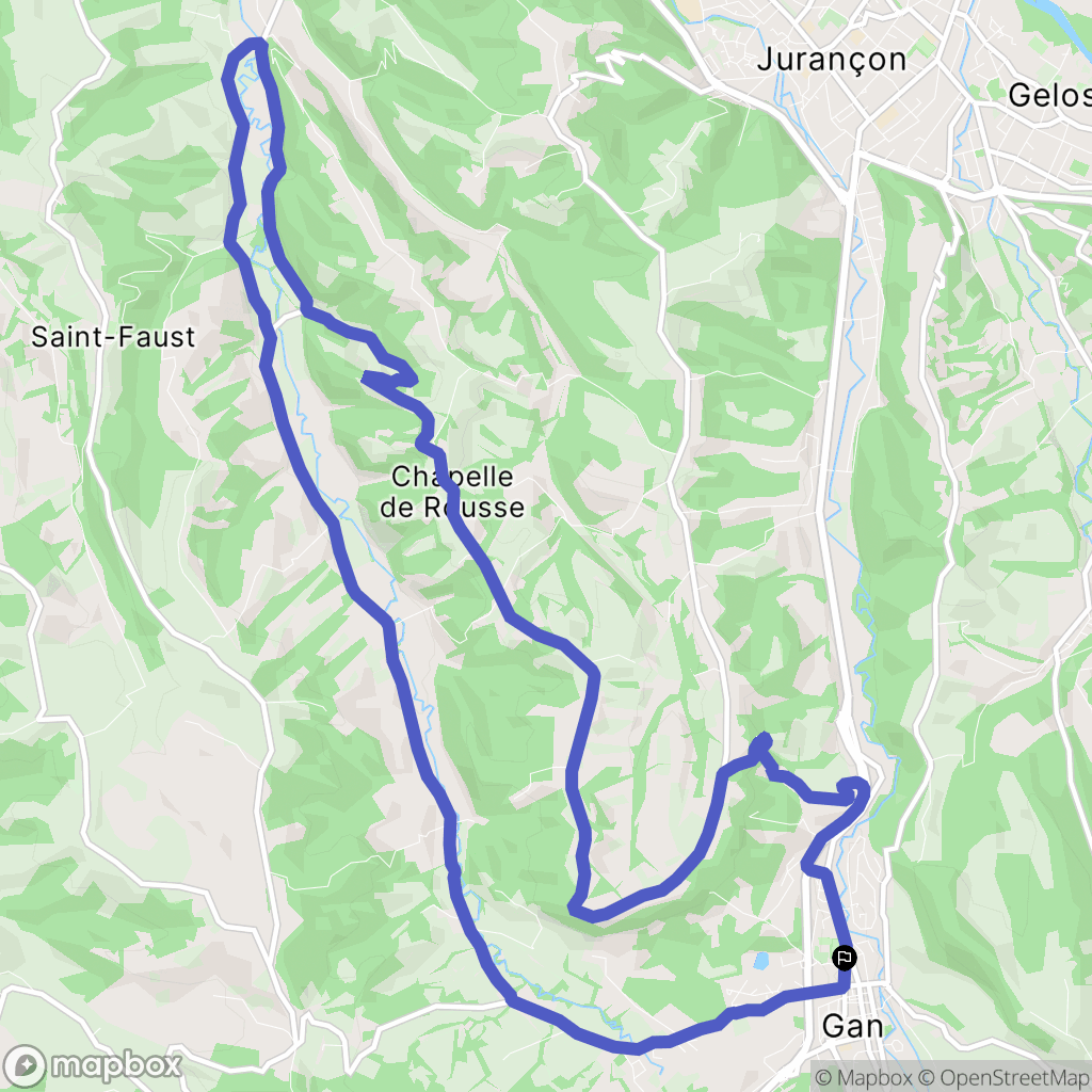 Gan : carte du parcours de randonnée - France