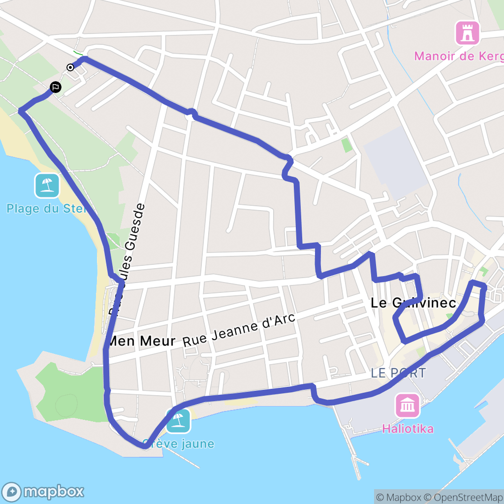 Guilvinec : carte du parcours de randonnée - France